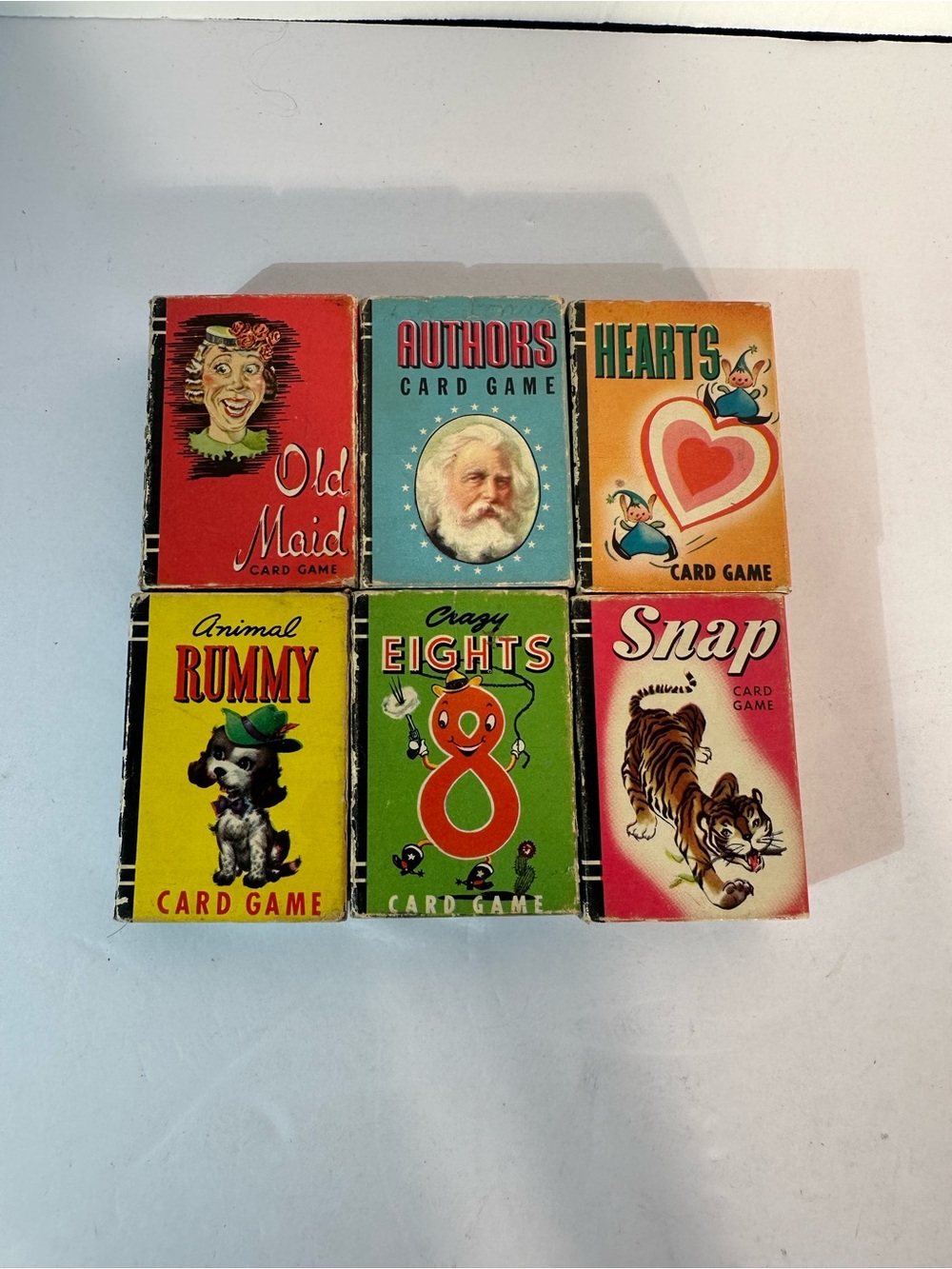 Vintage Lot Of 6 Whitman Miniature Card Games Rummy Crazy Eights Snap Old Maid